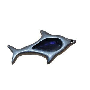 Vintage Purple Dolphin Amethyst Fish Silver Pendant 1.5" x 2.5" Weight(g) 21.5